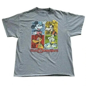 Vintage Walt Disney World Cartoon Graphic T-Shirt Mickey Goofy Donald Duck XL